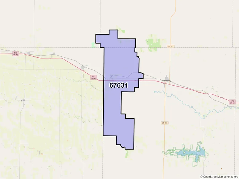 Map of ZIP Code 67631 — Collyer, KS