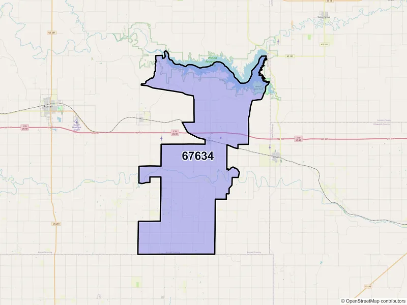 Map of ZIP Code 67634 — Dorrance, KS