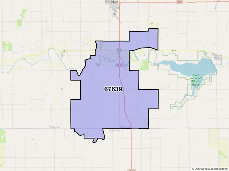 Map of ZIP Code 67639 — Glade, KS