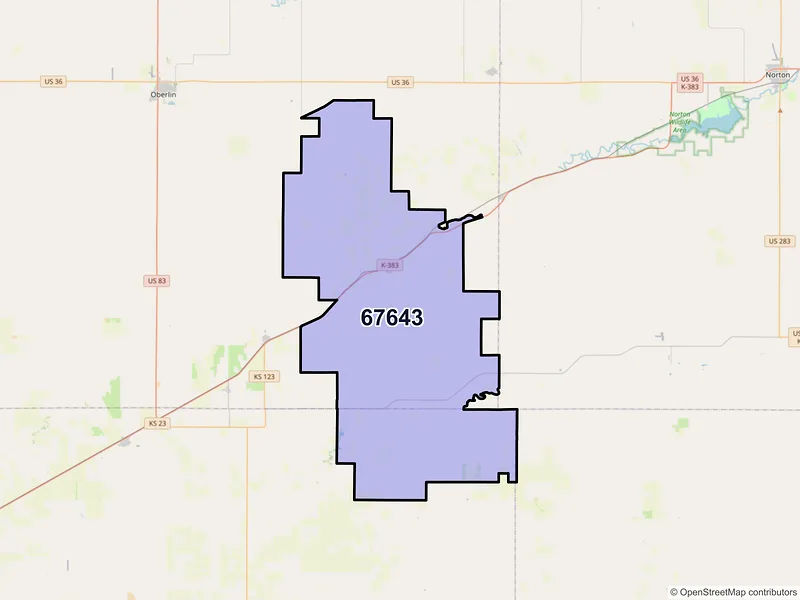 Map of ZIP Code 67643 — Jennings, KS