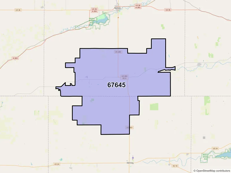 Map of ZIP Code 67645 — Lenora, KS