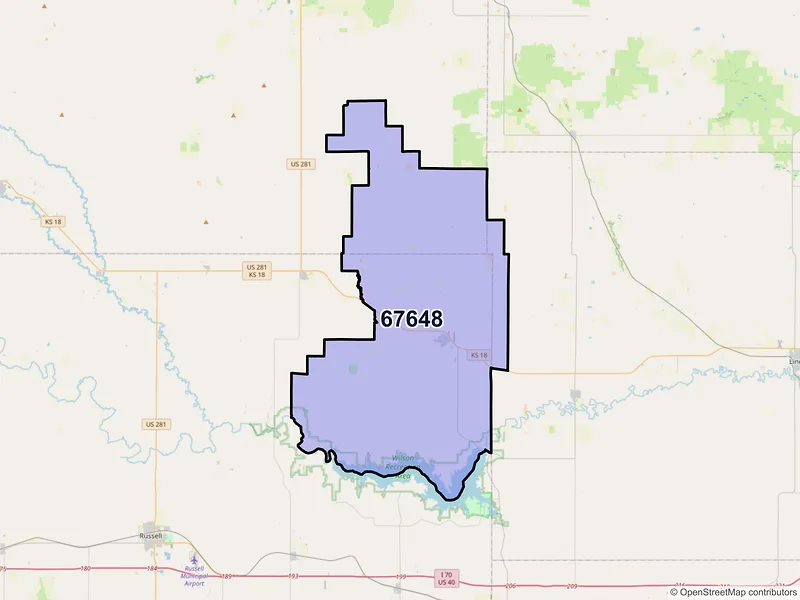 Map of ZIP Code 67648 — Lucas, KS