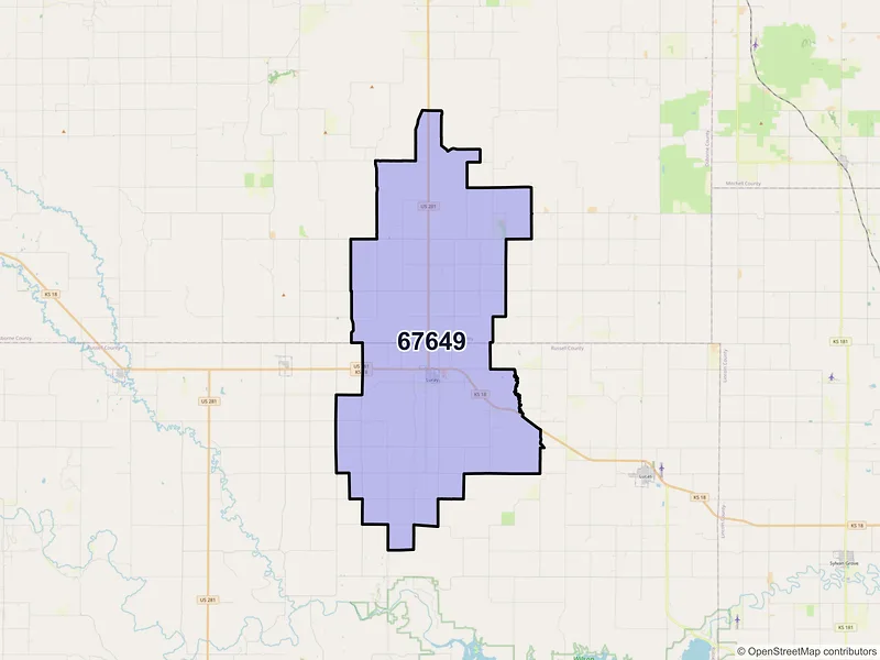 Map of ZIP Code 67649 — Luray, KS