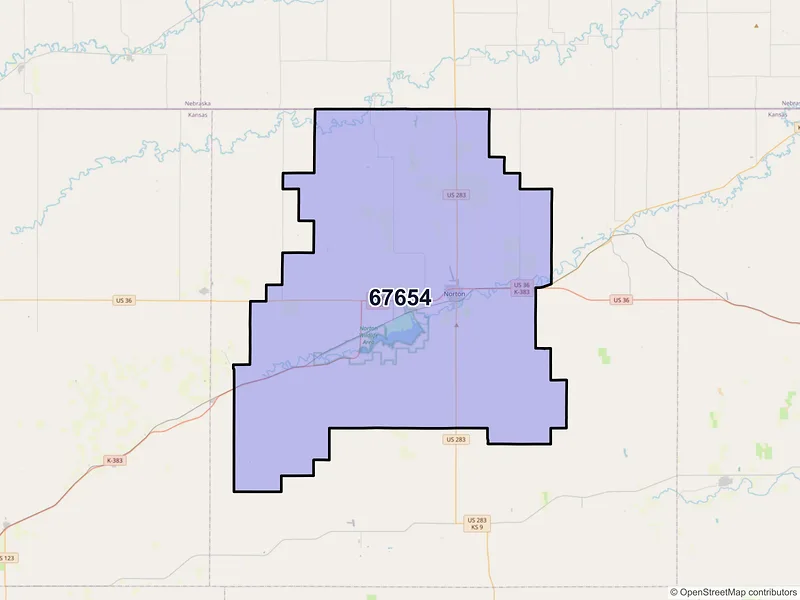 Map of ZIP Code 67654 — Norton, KS