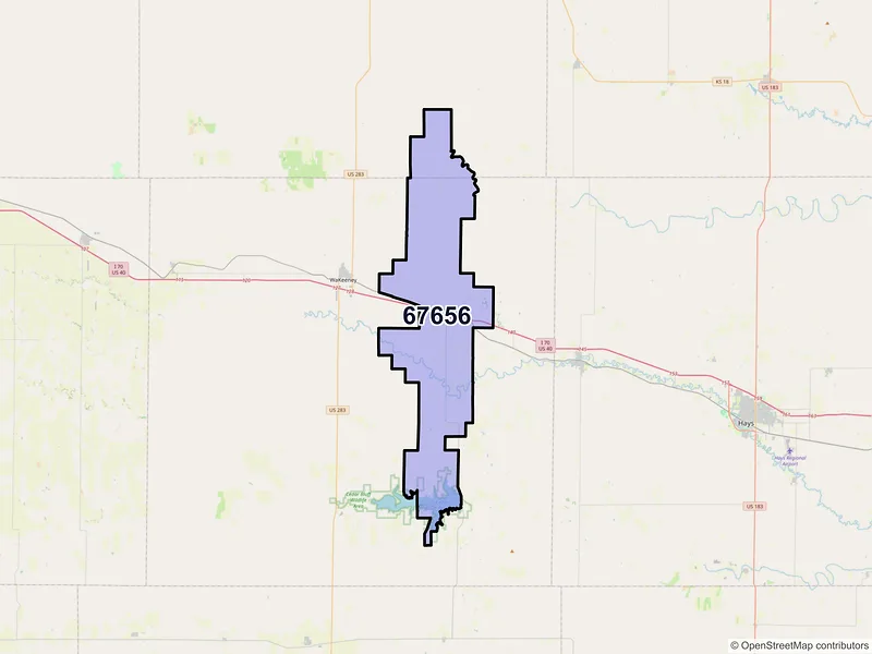 Map of ZIP Code 67656 — Ogallah, KS