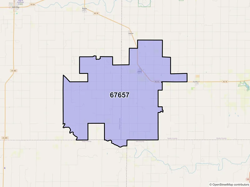 Map of ZIP Code 67657 — Palco, KS
