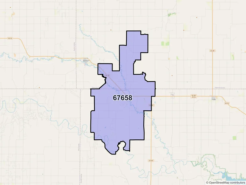 Map of ZIP Code 67658 — Paradise, KS