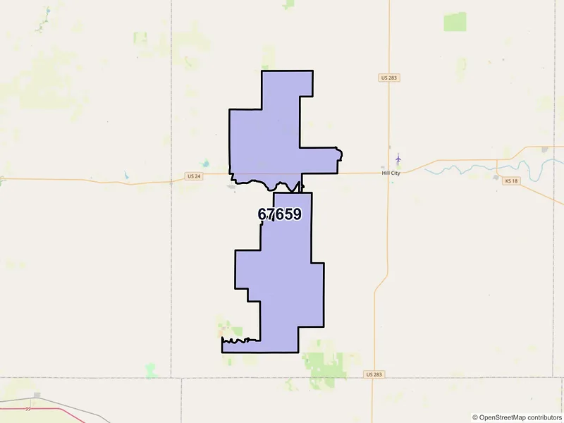 Map of ZIP Code 67659 — Penokee, KS