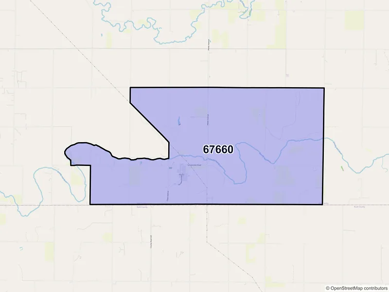 Map of Pfeifer, Kansas and ZIP codes