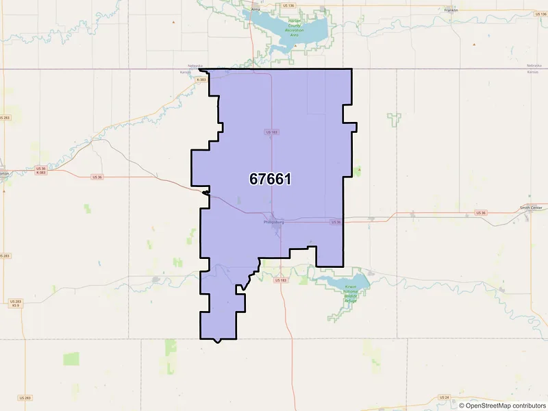 Map of Phillipsburg, Kansas and ZIP codes