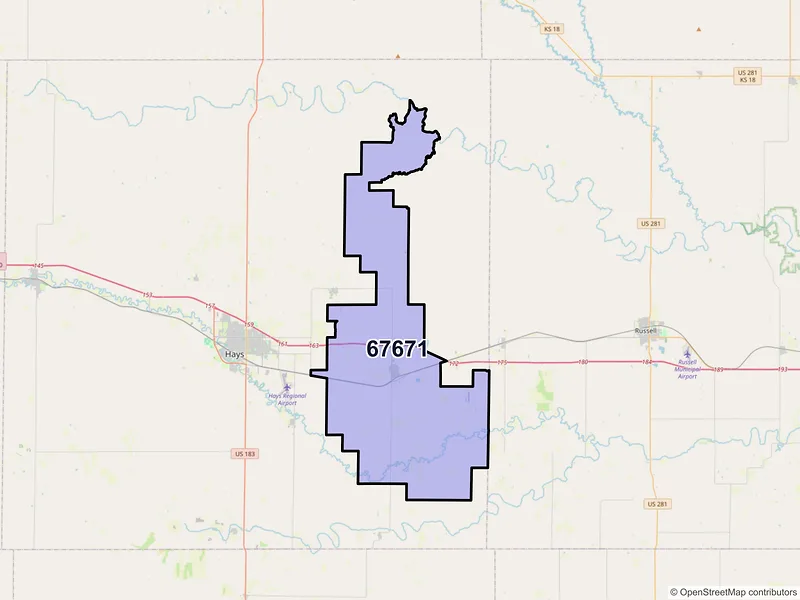 Map of ZIP Code 67671 — Victoria, KS