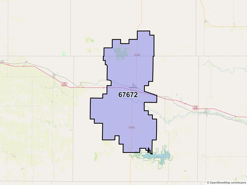 Map of ZIP Code 67672 — Wakeeney, KS