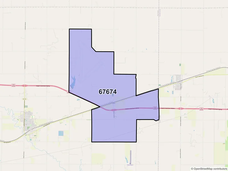 Map of Walker, Kansas and ZIP codes