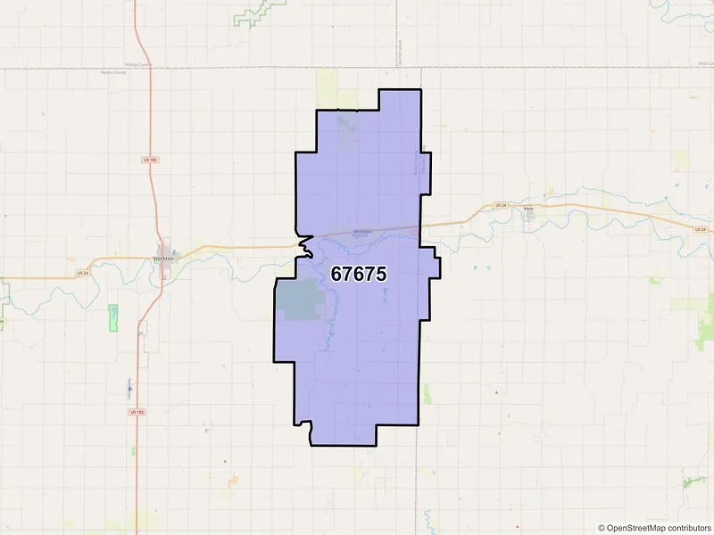 Map of ZIP Code 67675 — Woodston, KS