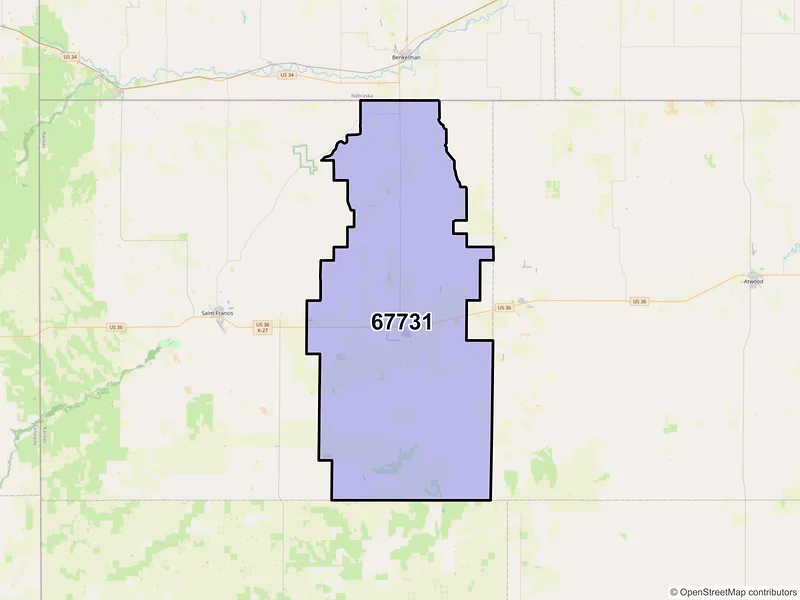 Map of Bird City, Kansas and ZIP codes