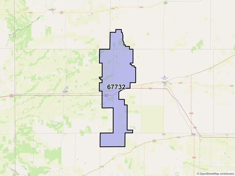 Map of ZIP Code 67732 — Brewster, KS