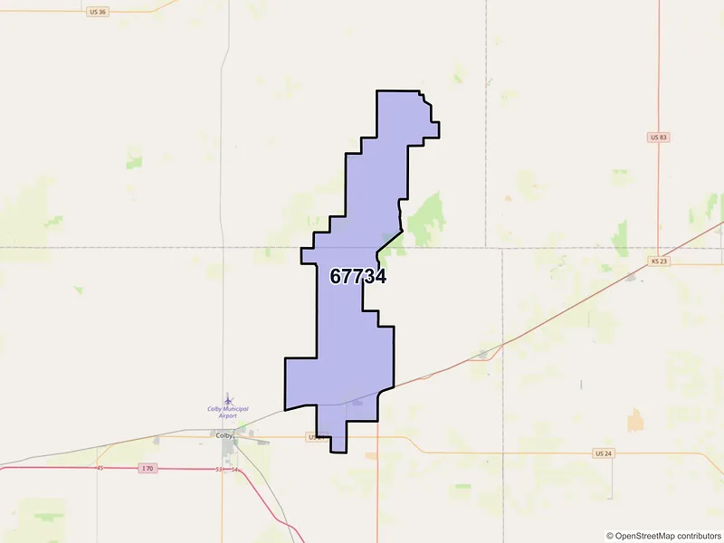 Map of ZIP Code 67734 — Gem, KS