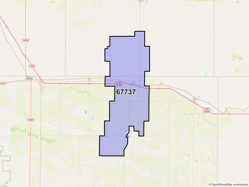 Map of ZIP Code 67737 — Grainfield, KS