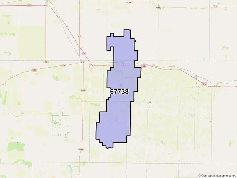 Map of ZIP Code 67738 — Grinnell, KS