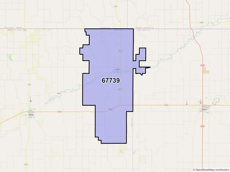 Map of ZIP Code 67739 — Herndon, KS