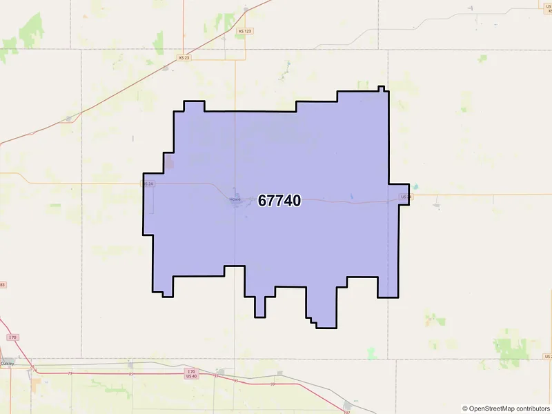 Map of ZIP Code 67740 — Hoxie, KS