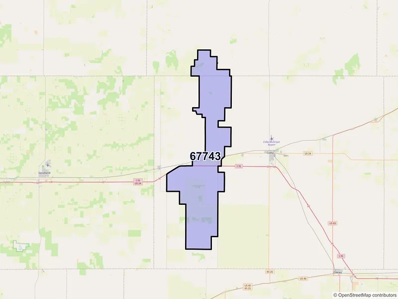 Map of ZIP Code 67743 — Levant, KS