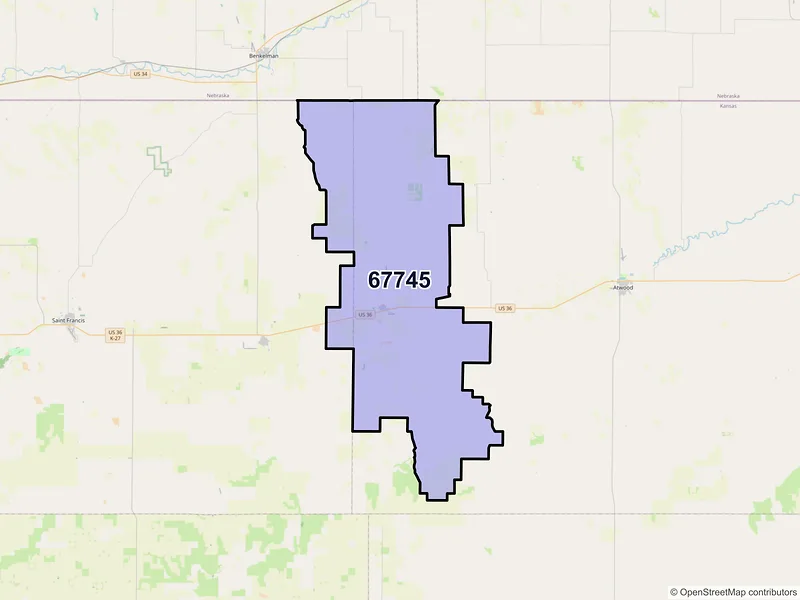 Map of ZIP Code 67745 — Mc Donald, KS