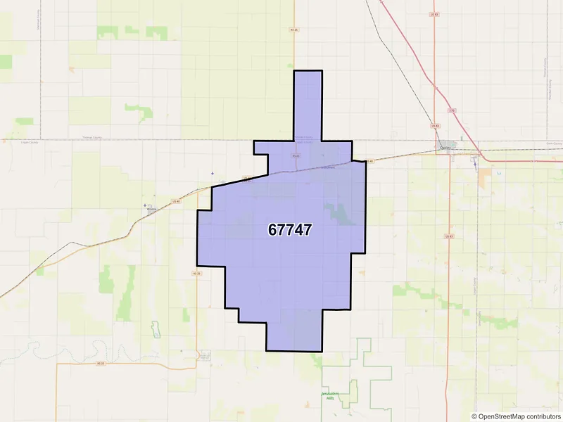 Map of ZIP Code 67747 — Monument, KS