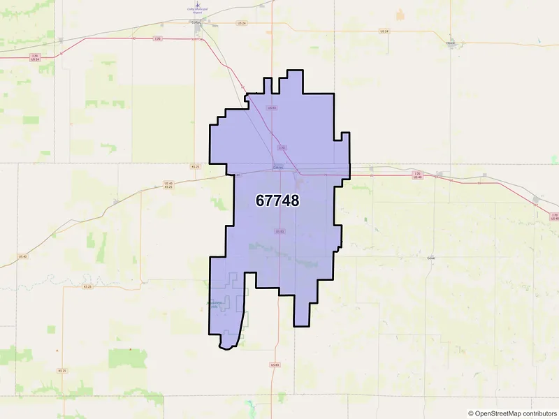 Map of ZIP Code 67748 — Oakley, KS