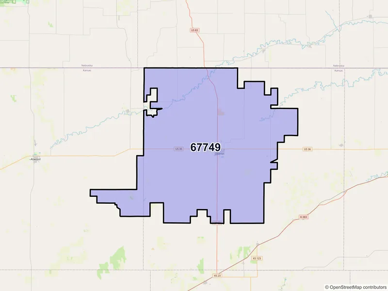 Map of ZIP Code 67749 — Oberlin, KS