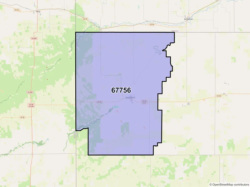 Map of ZIP Code 67756 — Saint Francis, KS