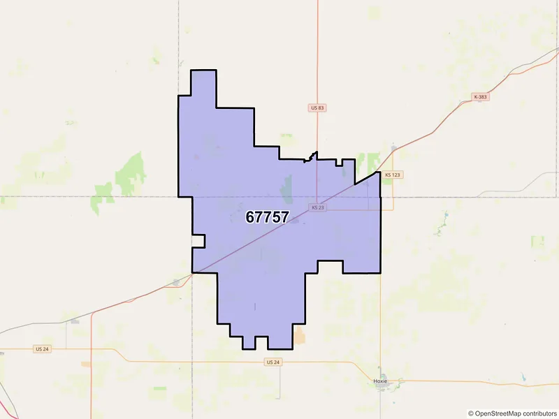Map of ZIP Code 67757 — Selden, KS
