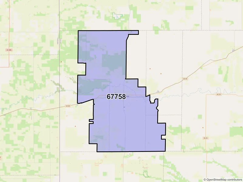 Map of ZIP Code 67758 — Sharon Springs, KS
