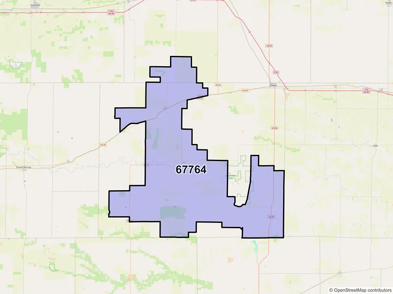 Map of ZIP Code 67764 — Winona, KS