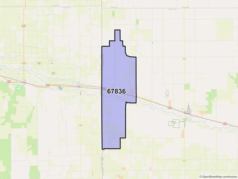 Map of Coolidge, Kansas and ZIP codes