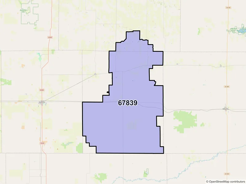 Map of ZIP Code 67839 — Dighton, KS