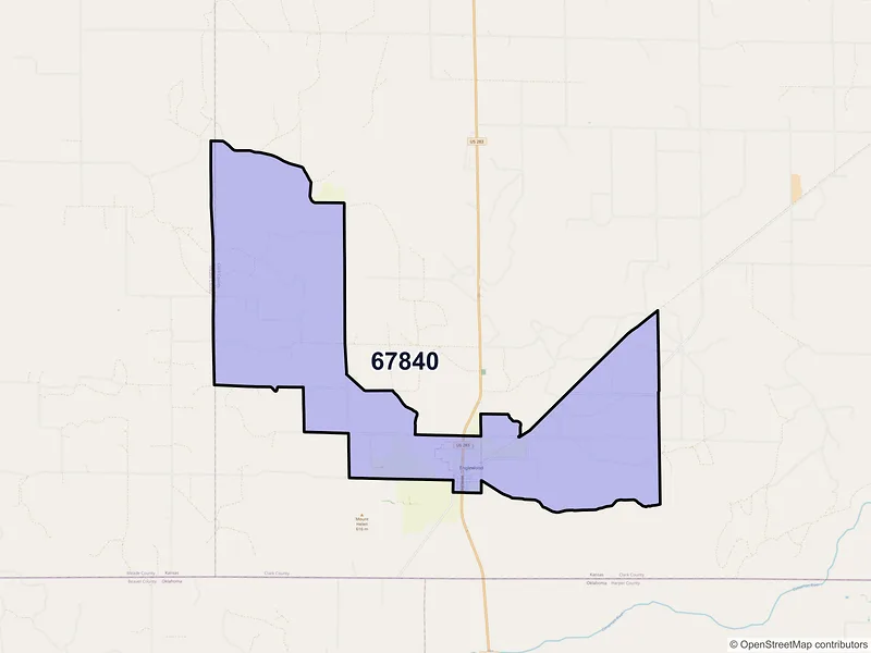 Map of Englewood, Kansas and ZIP codes