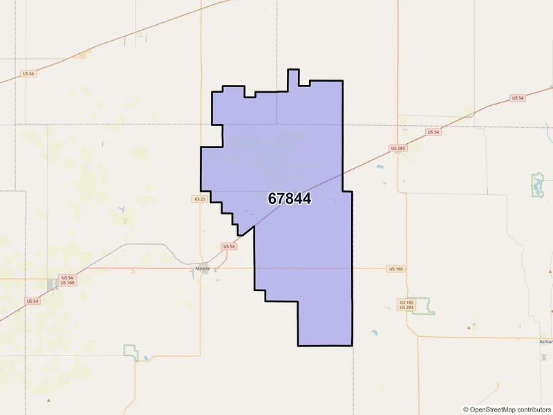 Map of ZIP Code 67844 — Fowler, KS