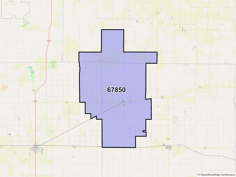 Map of ZIP Code 67850 — Healy, KS