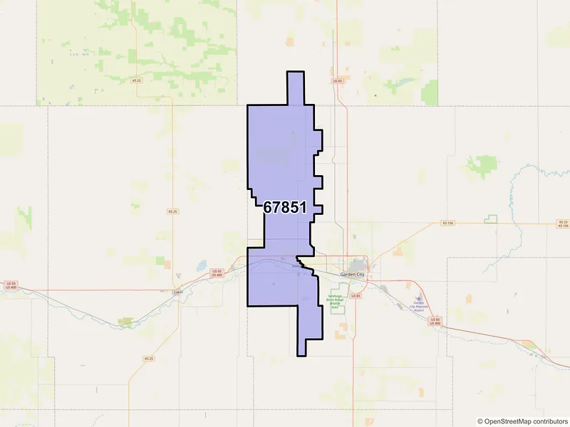 Map of ZIP Code 67851 — Holcomb, KS