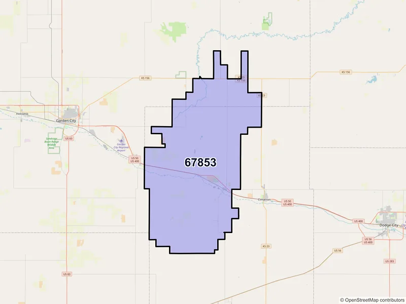 Map of Ingalls, Kansas and ZIP codes