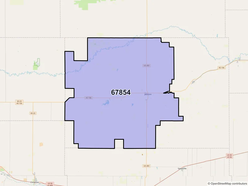 Map of ZIP Code 67854 — Jetmore, KS