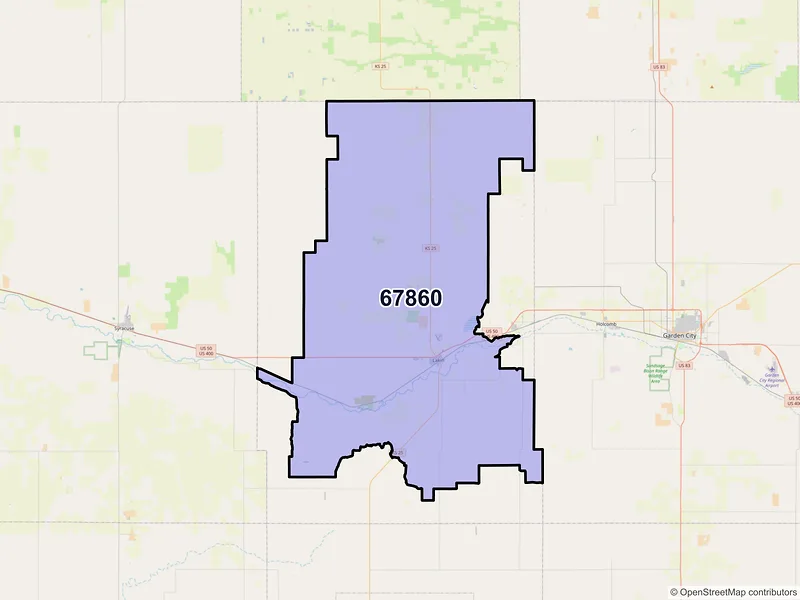 Map of ZIP Code 67860 — Lakin, KS