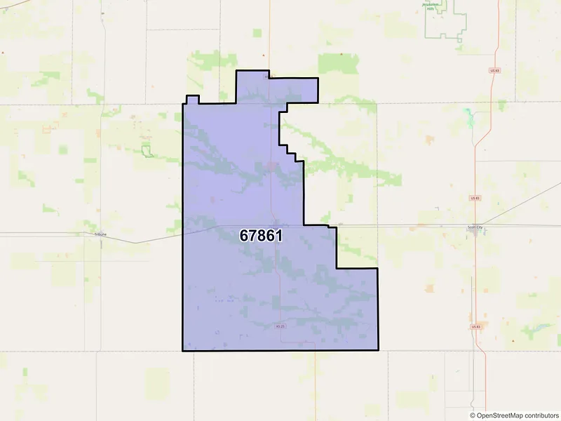 Map of ZIP Code 67861 — Leoti, KS