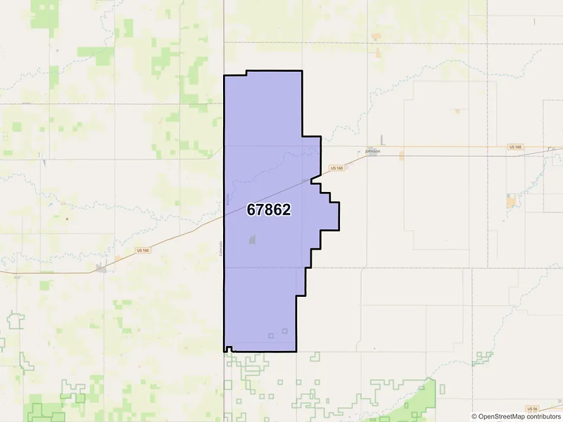 Map of ZIP Code 67862 — Manter, KS