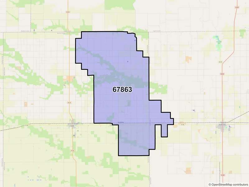 Map of ZIP Code 67863 — Marienthal, KS