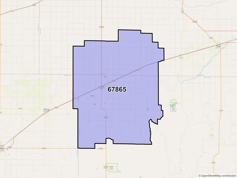 Map of ZIP Code 67865 — Minneola, KS