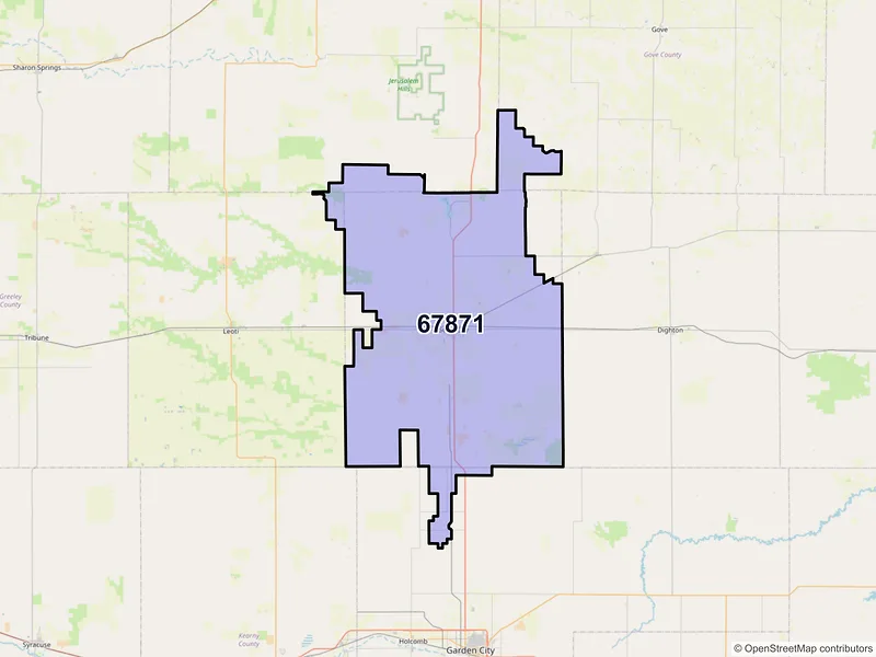 Map of ZIP Code 67871 — Scott City, KS
