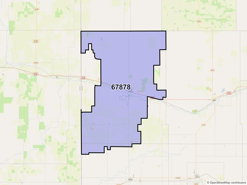 Map of Syracuse, Kansas and ZIP codes