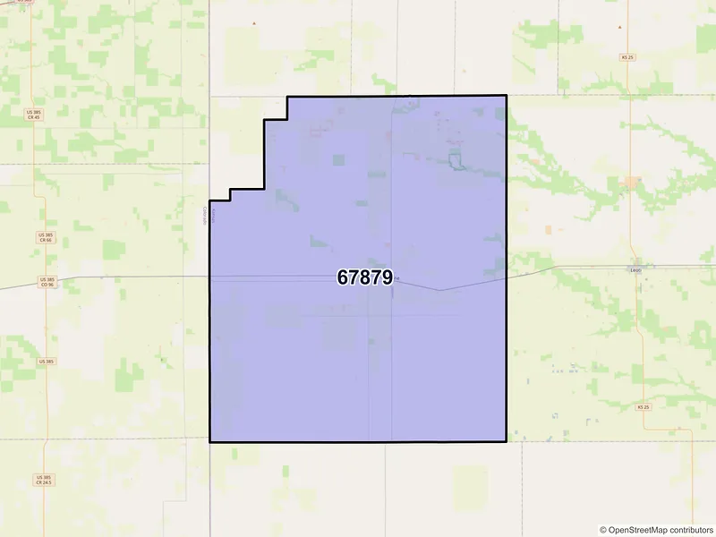 Map of ZIP Code 67879 — Tribune, KS